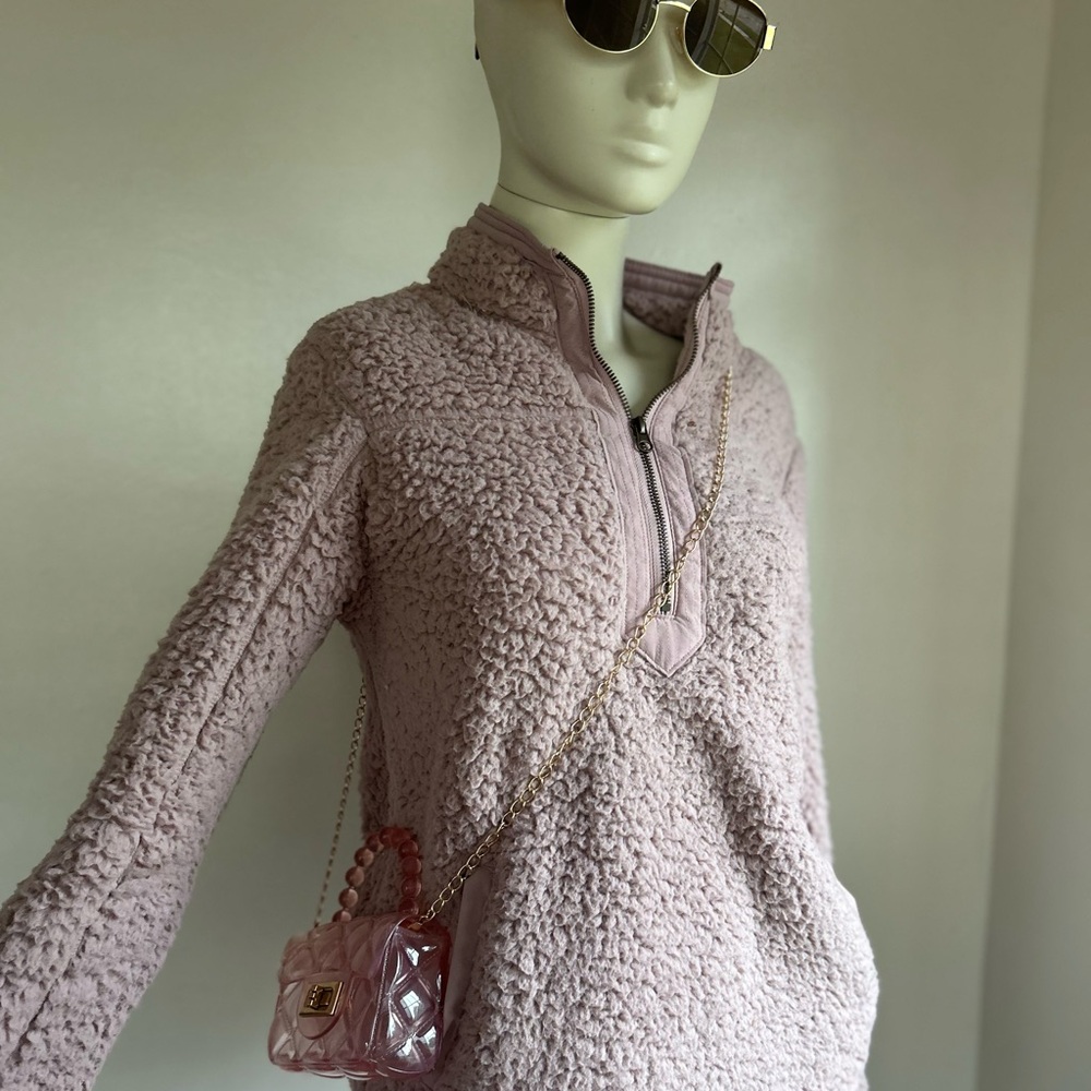 Jordan Pink Fleece Jacket sweater sherpa faur fur S